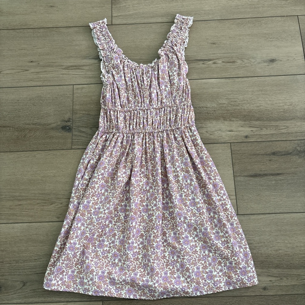 American Eagle Outfitters Pink and White Sleeveless Sundress